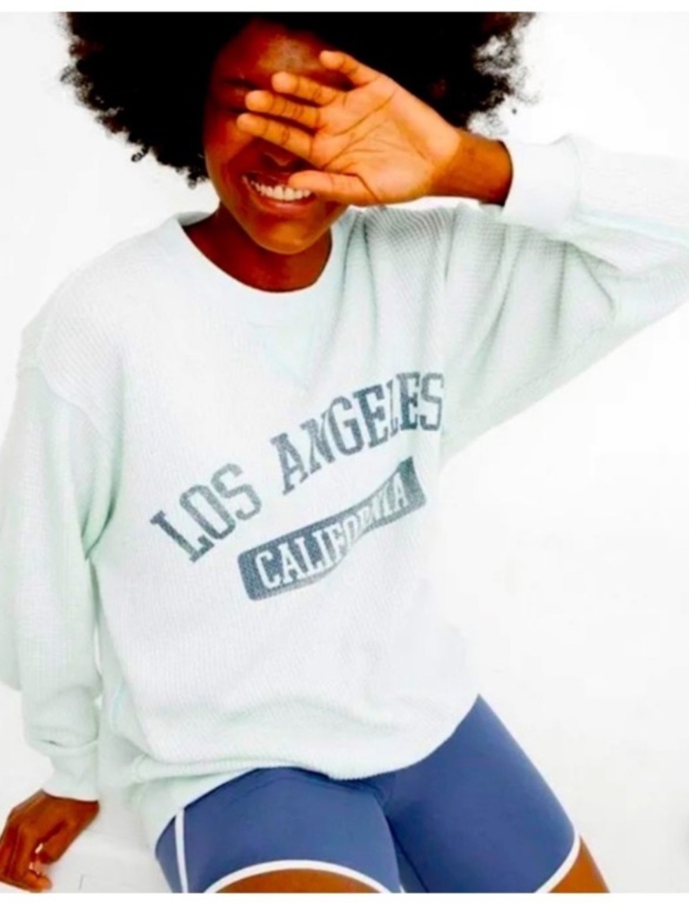 Aerie “Los Angeles California” Oversized Waffle Knit Long Sleeve Size XS